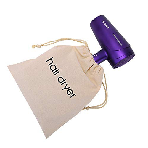 Senkary Hair Dryer Bags Drawstring Hairdryer Travel Bag Cotton Hair Dryer Storage Bag, 11.8 Inch by 13.8 Inch (Beige)