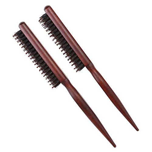 CCbeauty Teasing Boar Bristle Hair Brush for Women Wooden Tail Backcombing Teaser Brushes Smoothing, and Styling Fine Hair Comb 2pc