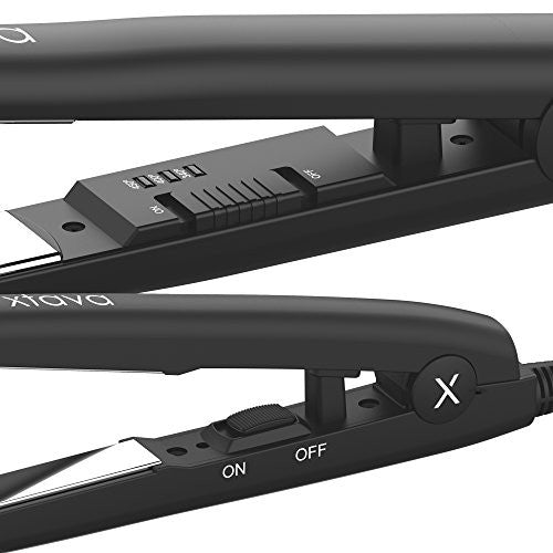 xtava Sleek and Shiny Flat Iron Toolkit (Set of 2 Flat Irons) - Full and Mini Flat Iron Gloss Factor Kit with 1 and ½ Inch Plates - Professional Titanium Hair Straightener for Salon Quality Styling