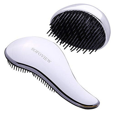 SOFOVIEW Ensemble de brosses à cheveux démêlantes, format voyage de poche + brosse professionnelle, peigne à cheveux coulissant, sans douleur, lissage et lissage doux, brosse domestique pour douche, cheveux mouillés ou secs, argent