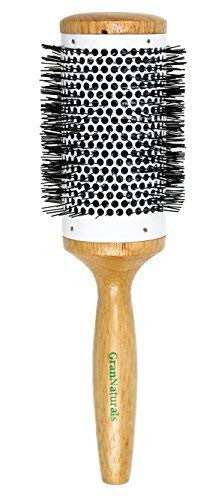 Round Blow Dryer Brush - Ceramic Barrel - Large 3.0 Inch Round Brush for Blow Drying - Thermal & Ionic Roll Styling Hairbrush to Blow Dry - Natural Wooden with Nylon Bristles - Hair Brush For Women