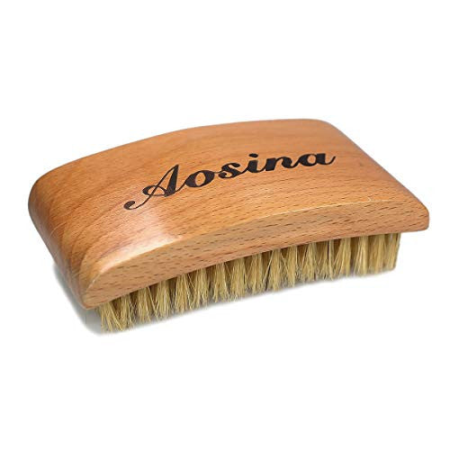 Wave Brush Aosina Mens Curved Military Hair and Beard Brush Medium 360 Wave Brush Made with 100% White Boar Bristles and Nature Wood Great for 360 Waves and Wolfing