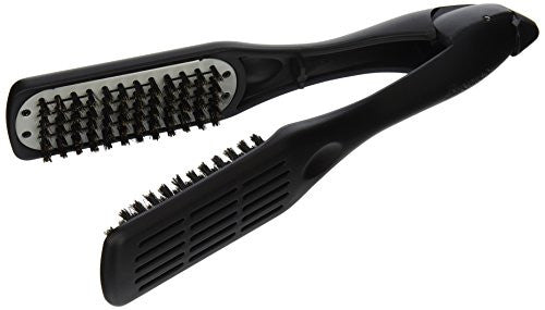 Denman Professional Hair Straightener Brush D79 - Ceramic Flat Iron Hair Comb with Boar Bristles - For Wide, Wavy, Curly, Coily Hair – Black