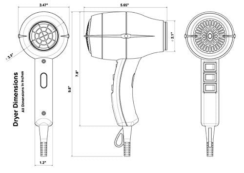 Professional Ionic Hair Dryer Handcrafted in France for the Finest Salons in Europe, Quiet Motor, Ultra-Light with Ergonomic Handle, 2 Year Warranty – Top Customer Service