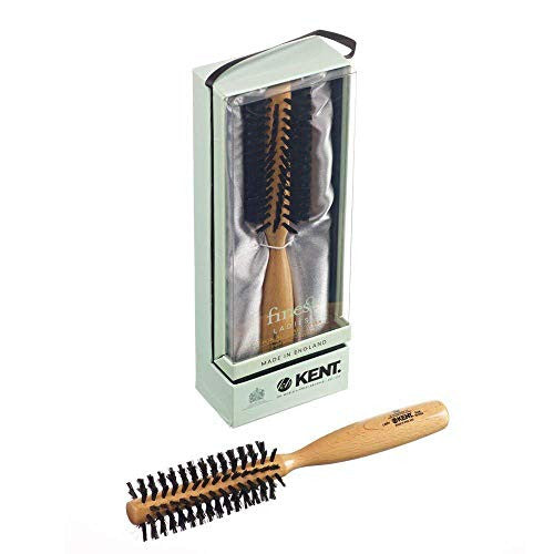 Kent LBR1 Finest Ladies 45mm Beechwood, Pure Black Bristle, Spiral/Radial Hair Brush (LBR1 + LPC2)