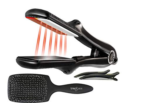 CROC Infrared Flat Iron 1.5 Inch Hair Styling Straightener with Tion Silicone Hair Clips and Detangle Hair Brush, Heat Up To 450℉ (Black)