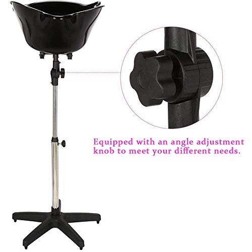 Height Adjustable Portable Salon Deep Shampoo Basin Sink Hair Treatment Bowl with Drain Hose, 37.01-48.03 inch, Hair Treatment Barber Bowl Tool for Home Barber Shop Beauty Salon Spa Equipment