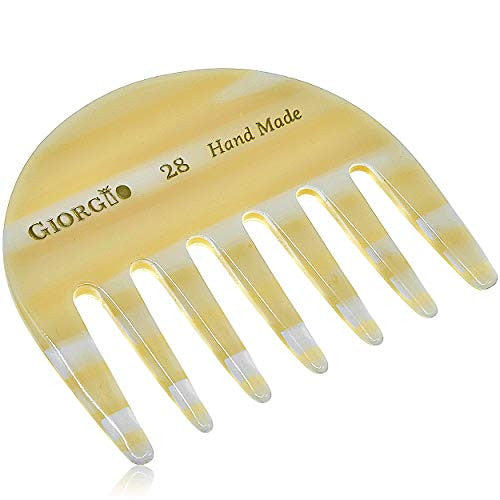 Giorgio G28 2.75 Inch Travel/Purse Hair Detangling Comb, Wide Teeth for Curly Hair. Detangler for Wet and Dry. Hand-Made of Quality Durable Cellulose, Saw-cut and Hand Polished, Imitation Horn