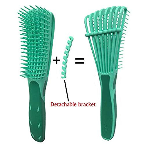 Detangling Brush for Black Natural Hair,Hair Detangler Brush for African American 3a/4b/4c Kinky Wavy,Curly,Coily,Thick Hair, Wet n Dry,Improve Hair Texture-Easy Clean (Green with Big Handle)