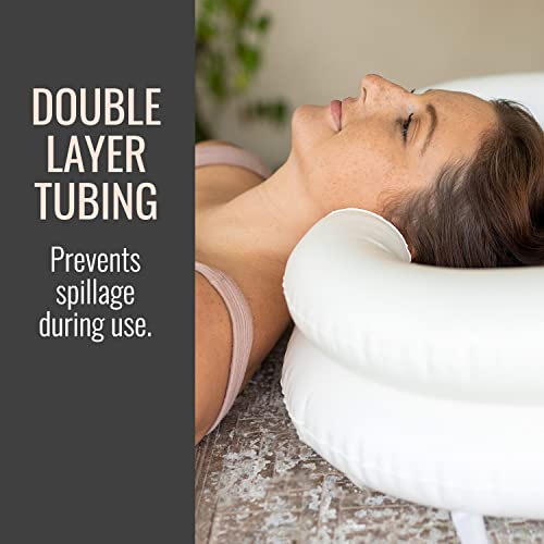 DMI Portable Shampoo Bowl, Inflatable Shampoo Bowl and Wash Basin for Bedside and In Bed Hair Washing, Hair Cuts and Hair Coloring for the Elderly, Disabled, Bedridden and Handicapped, 24 X 20, White