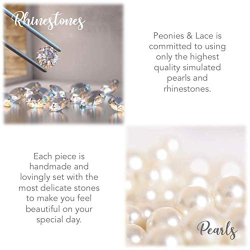 Pivoines et dentelle Peigne à cheveux de mariée élégant | Casque de mariage | Accessoires à pince à épingle avec strass en cristal et perles pour femmes