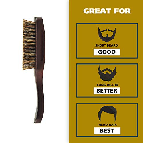 WAHL Large Handled Beard Brush with 100% Boar Bristles with Firm Natural Hair for Grooming & Styling – Wood Handle for Beards, Moustaches, Skin & Hair Care – Model 3347