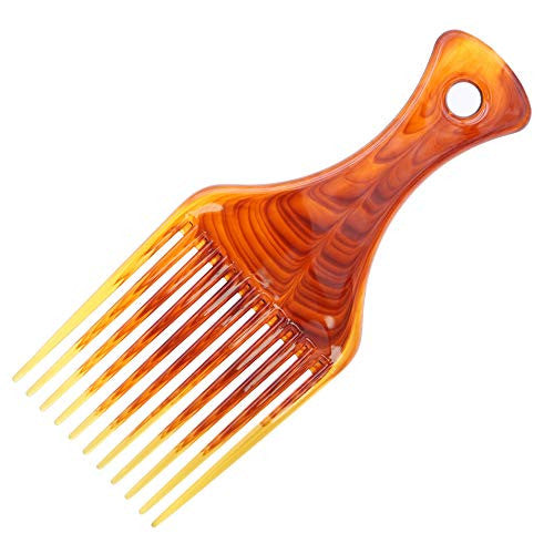 Afro Hair Pick Comb Smooth Hair Fork Comb Lightweight Amber Plastic Detangle African Styling Tool for Men and Women