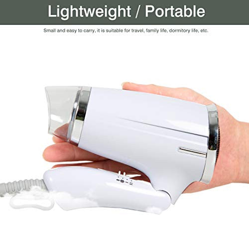 Compact Hair Dryer Travel Hair Blow Dryer Folding Hair Dryer 3 Heat Settings Lightweight Blow Dryer Small 8x7inch (Small Folding 6.5x4'', White)