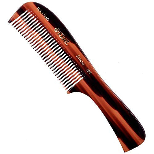 Kent 10T Large all Coarse Hair Detangling Comb, Wide Teeth for Long Thick Curly Wavy Hair. Hair Detangler Comb For Wet and Dry. Rake Comb Saw-Cut from Cellulose and Hand Polished, Handmade in England