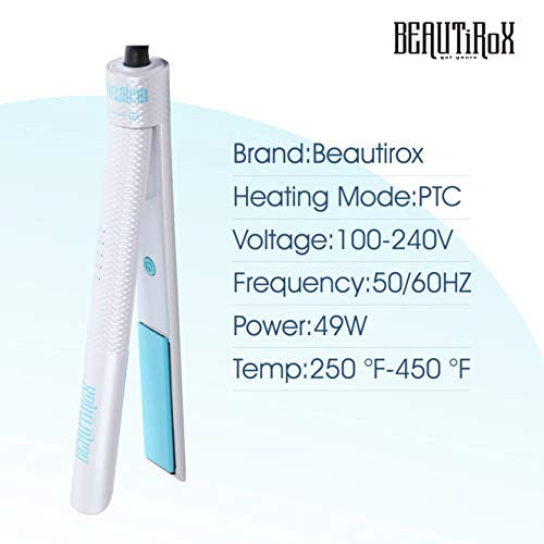 BEAUTIROX Flat Hair Iron with Anti-Static Technology and Temperature Controls for Straightening and Curls,White