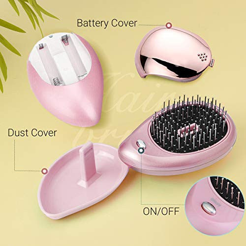 Electric Ionic Hairbrush, Luckyfine Mini Hair Brush Comb Massager, Electric Vibration Hair Scalp Massager Brush, Anti-Static Ionic Hair Brush, Perfect Hair Scalp Treatments, Detangling Hair Brush