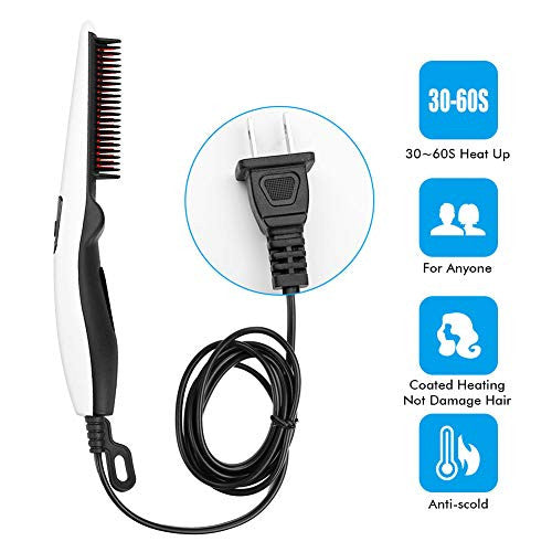 Brosse à lisser la barbe – SubClap, peigne électrique pour lisser les cheveux bouclés, peigne chauffant pour cheveux et moustache pour hommes et femmes