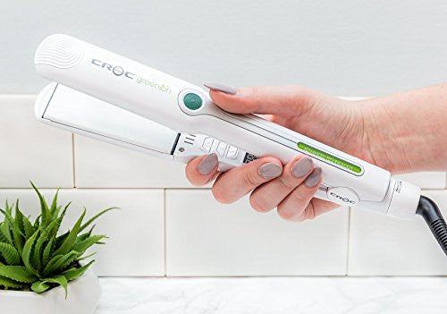 CROC Greenion Flat Hair Iron Straightener 1.5 Inches, Ceramic Titanium Floating Plates with Multiple Voltage Heat Up To 450℉, FGN15-1601028109
