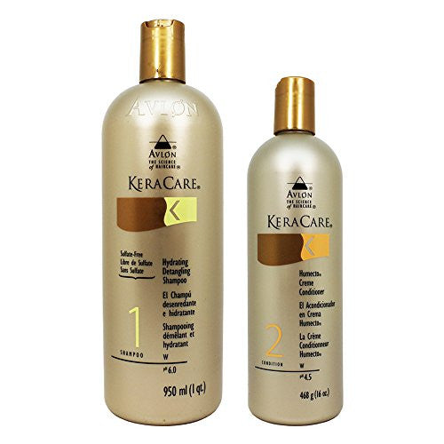 Avlon Keracare Sulfate Free Hydrating Shampoo and Humecto Creme Conditioner, 2 Count