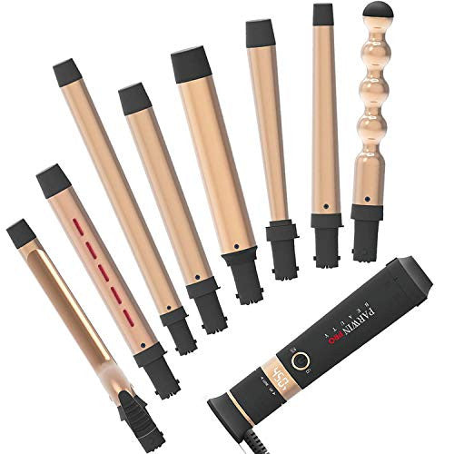 Curling Iron Set 8 In 1 Curling Wand with 8 Interchangeable Ceramic Barrels Hair Wand - Fast Heating Professional Hair Curling Wand with Heat Protective Glove and Travel Bag