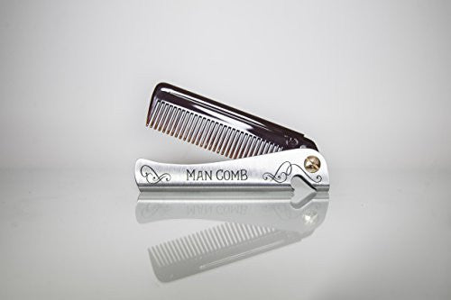 Daft 'Orginal' Man Comb, Folding Metal Pocket Comb for Men, Bearded Man Comb with Handle, The Ultimate Tool for Your Hair, Beard and Beer, (Brown)