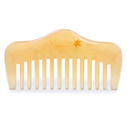 Breezelike Hair and Beard Comb - Mini Sheep Horn Comb for Detangling - No Static Wide Tooth Pocket Comb for Men and Women