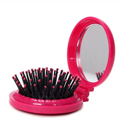 LOUISE MAELYS 1Pcs Folding Mini Pocket Hair Comb with Mirror Travel Set Gift Idea-1601026124