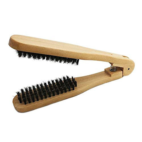 Longjet – brosse à lisser les cheveux, à poils durs, pour cheveux naturels, peigne antistatique en bois naturel