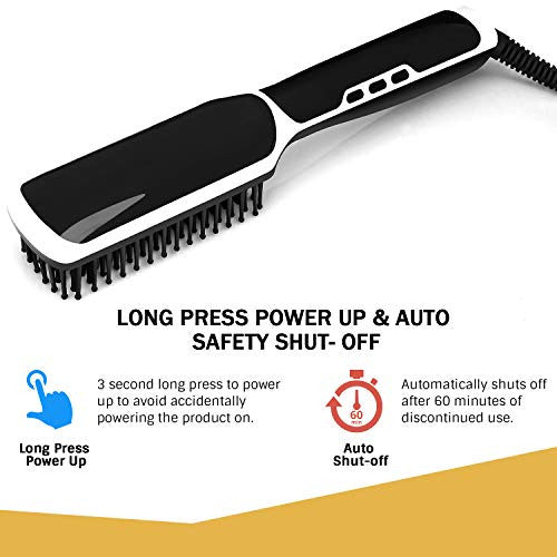 Beard Straightener for Men Ionic Premium Hair Straightening Brush Beard/Hair Straightener with Anti-Scald Feature Portable Beard Straightener Comb with LED Display for Home & Travel-1601025268