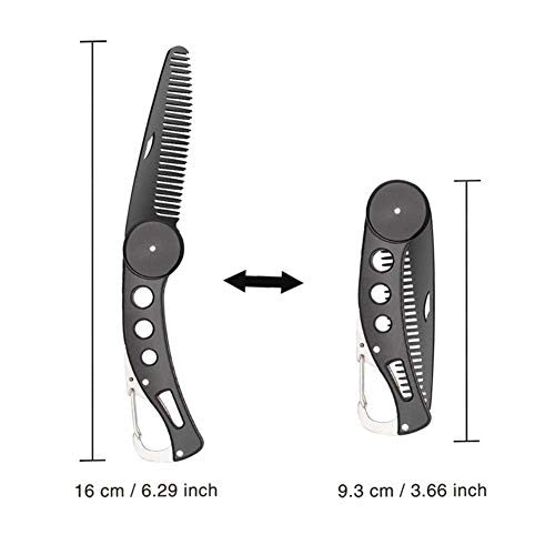 Peigne à barbe pliant en acier inoxydable, peigne à cheveux en métal fin à moyen antistatique multifonction portable pour le toilettage des hommes, le peignage des cheveux, la barbe et la moustache