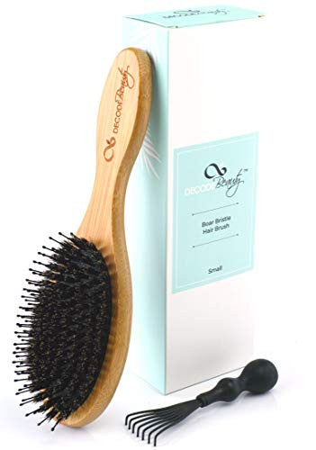 Boar Bristle Hair Brush - Natural Boar Bristles Mixed with Nylon Pins - Medium Wood Handle - Easy to Detangle Long and Thick Hair - Add Natural Shine and Texture -Boar Brush For Men Women and Kids