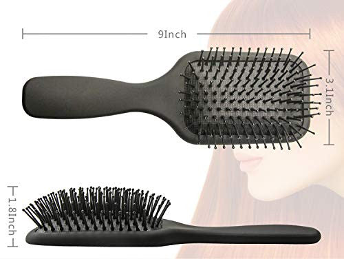 2Pcs Paddle Hair Brush, Detangling Brush and 9-Row Half Radial, Ionic Charged, Styler Hairbrush Set for Men and Women, Great On Wet or Dry Hair