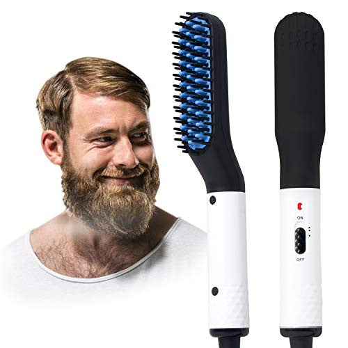 DORISILK Beard Straightener Brush for Men, Anti-Scald Electric Multifunctional Quick Straightener Hair Styler Comb Ceramic Ionic Heating Control with Dual Voltage 110-240V Great for Travel