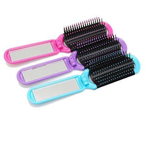 Luxxii (3 Pack) Mini Pretty Detangler Hair Brush Detangling Comb for Adults & Kids