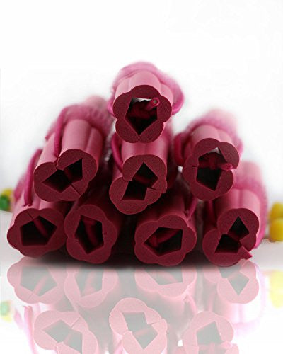 Oruuum Spongy curler, Flower shaped, Tube that curls the hair, Self adhesive curling tools, Curly lace, Flexible Foam Sponge Hair Rollers, 8 pcs of Red.