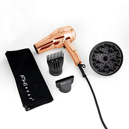 FHI HEAT Platform Nano Lite Pro 1900 Turbo Tourmaline Ceramic Hair Dryer, Rose Gold, Chrome Edition