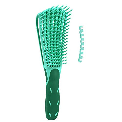 Detangling Brush for Black Natural Hair,Hair Detangler Brush for African American 3a/4b/4c Kinky Wavy,Curly,Coily,Thick Hair, Wet n Dry,Improve Hair Texture-Easy Clean (Green with Big Handle)