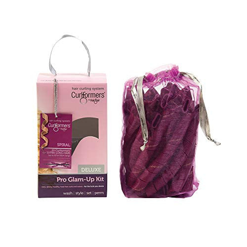 Curlformers Hair Curlers Deluxe Range Spiral Curls Glam Up Kit, 20 No Heat hair curlers and 1 Styling Hook for Extra Long hair up to 22" (55cm) long