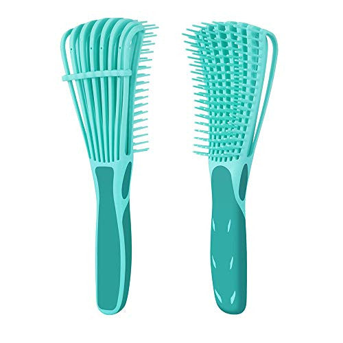 BOQITS Detangling Brush for Natural Hair-Detangler for Afro Textured 3a to 4c Kinky Wavy, Detangle Easily with Wet, Coily Hair, Dry, Curly,Conditioner, Improve Hair Texture-Easy Clean - (Green)