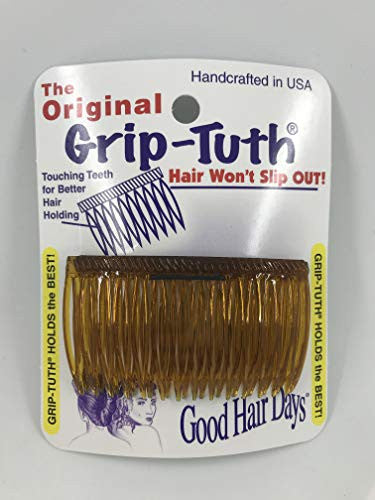 Good Hair Days Grip Tuth Combs 40405 Set of 2, Tortoise Shell Color 2 3/4" Wide