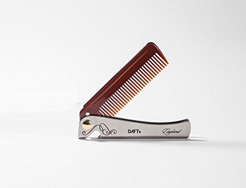 Daft 'Orginal' Man Comb, Folding Metal Pocket Comb for Men, Bearded Man Comb with Handle, The Ultimate Tool for Your Hair, Beard and Beer, (Brown)