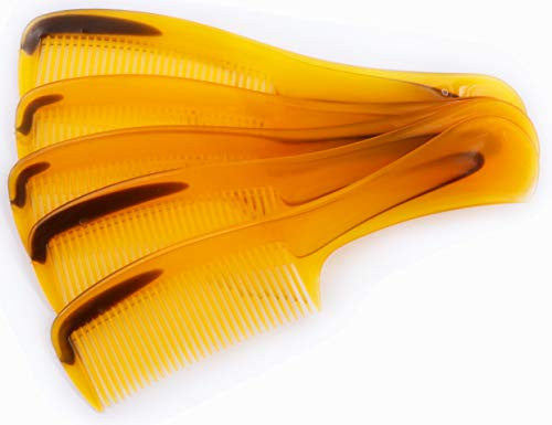 LBY 5-Pack 16 cm(6.3'') Hair Combs, Round Handle Comb Hair Care Comb,Round Comb,Care Handgrip Comb-Best Styling Comb for Long Hair,Plastic Yellow