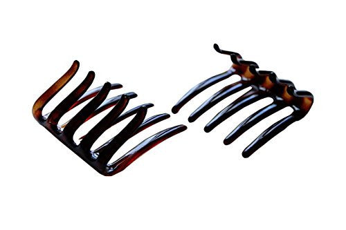 Parcelona Pince à cheveux en forme de crabe français avec coquille de celluloïd de taille moyenne, peigne latéral 2 1/4 pouces