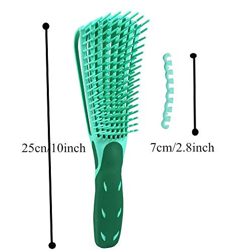 Detangling Brush for Black Natural Hair,Hair Detangler Brush for African American 3a/4b/4c Kinky Wavy,Curly,Coily,Thick Hair, Wet n Dry,Improve Hair Texture-Easy Clean (Green with Big Handle)