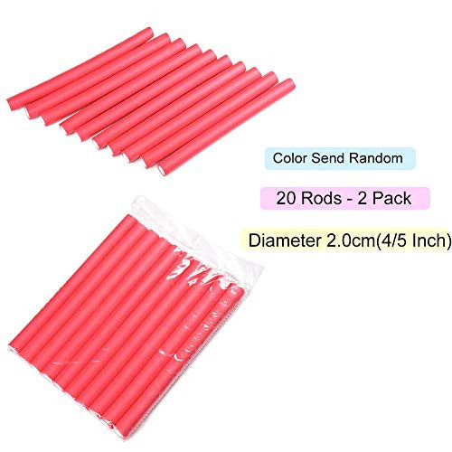 FASHION LADY 2Pack Twist Mousse Bigoudis Couleur Aléatoire Spirale Cheveux Mousse Bigoudi Rouleau Ensemble Pas de Cheveux Chauffés Flexible Mousse Twist Curls 20pcs Tiges Flex 9,5 pouces de longueur 2,0 cm de diamètre (20 tiges)