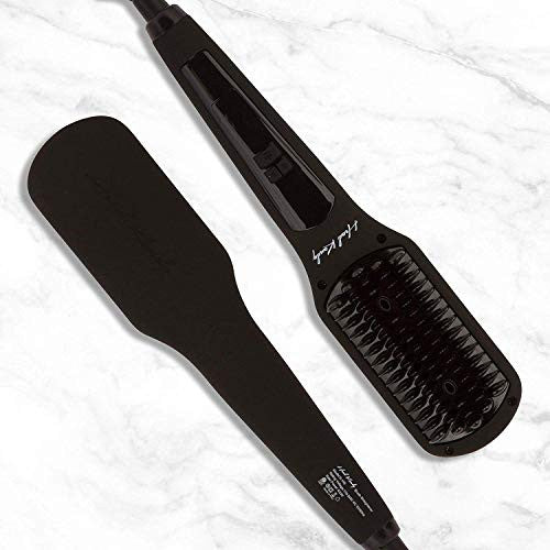 Head Kandy Straightening Brush The One Upper with Tourmaline Infused Ceramic Plating - For All Hair Types: Fine, Thick, Wavy - Anti-Scald Technology - Heats up in only 60 seconds - Black