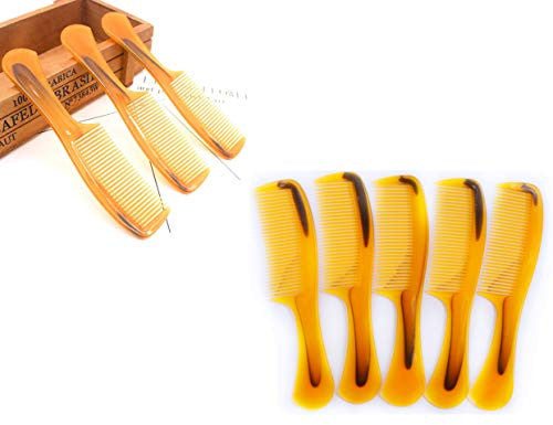 LBY 5-Pack 16 cm(6.3'') Hair Combs, Round Handle Comb Hair Care Comb,Round Comb,Care Handgrip Comb-Best Styling Comb for Long Hair,Plastic Yellow