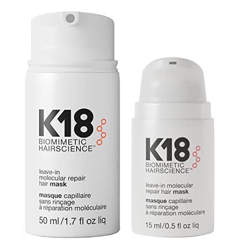 K18 Leave-In Repair Hair Mask, 4-Minute Speed Treatment, Renews Hair Damage From Color, Chemical Services Heat (1 of each 50ml & 15ml)