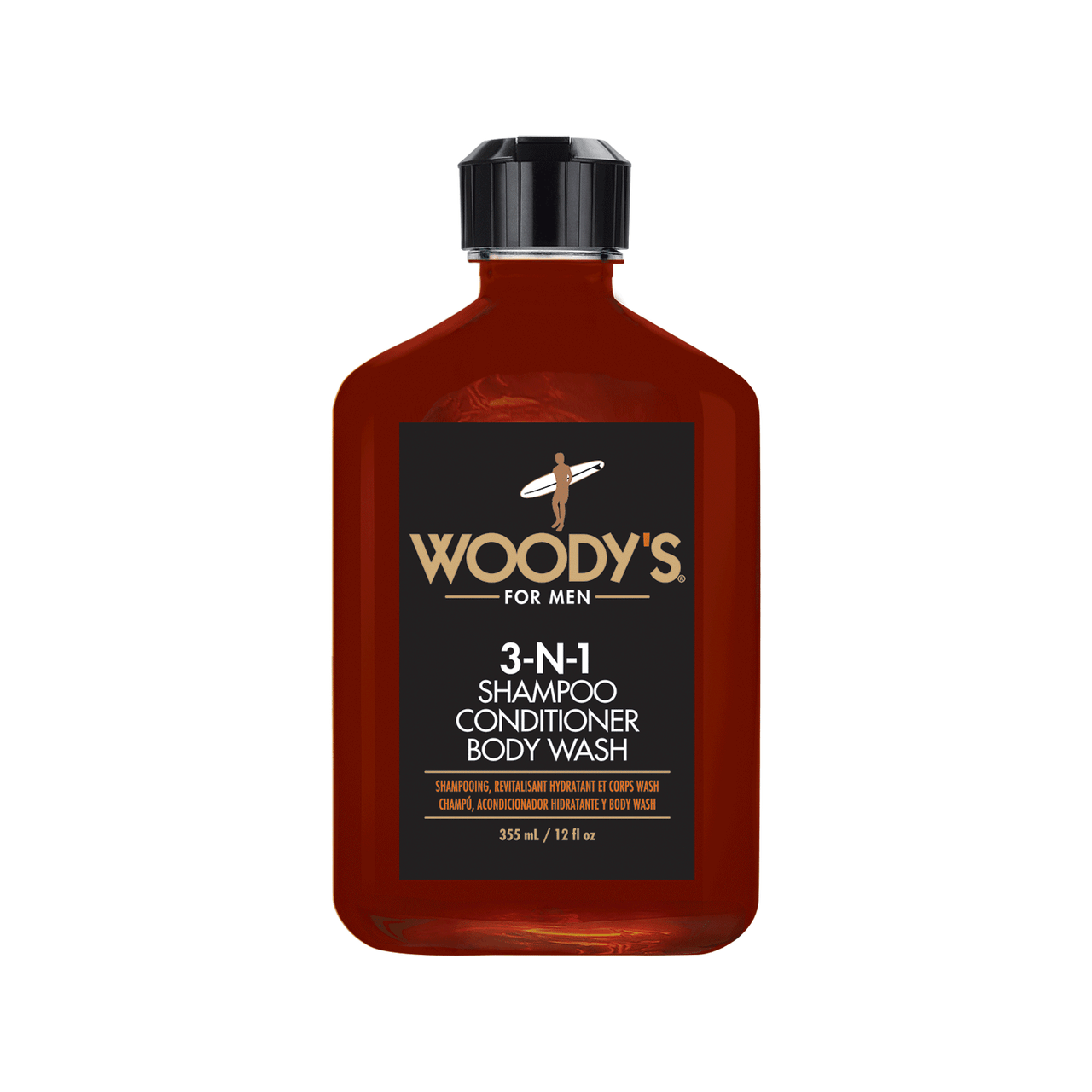 Woodys 3-IN-1 Shampoo, Conditioner, Body Wash 12 fl. oz.